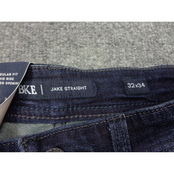 BKE Jean Men 32x34 Blue Jake Straight Buckle Denim Stretch Thick Stitch Werstern - Picture 6 of 13